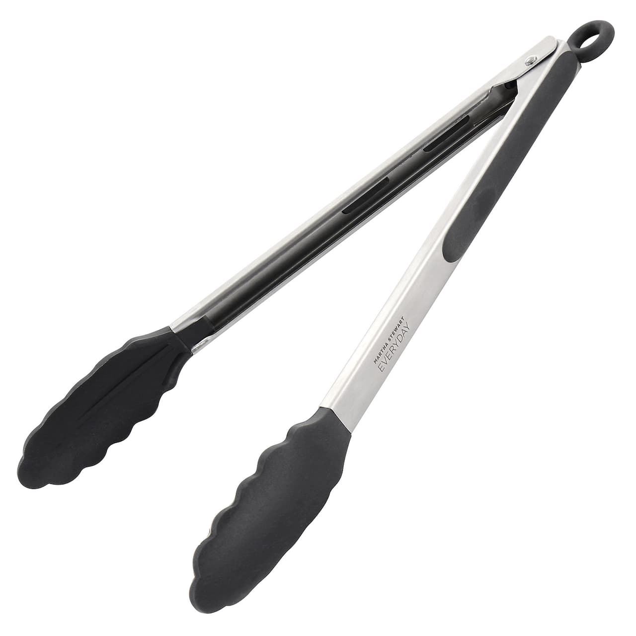Martha Stewart Everyday Gray Silicone Smart Lock Kitchen Tongs